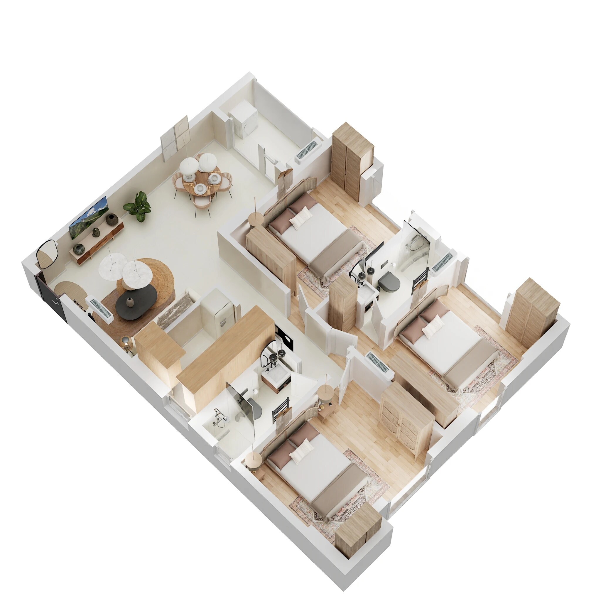 Floor plan of 3 BHK 1323 Sq. Ft. Apartment in Neelkanth Chitrakut Greenville, Kolkata