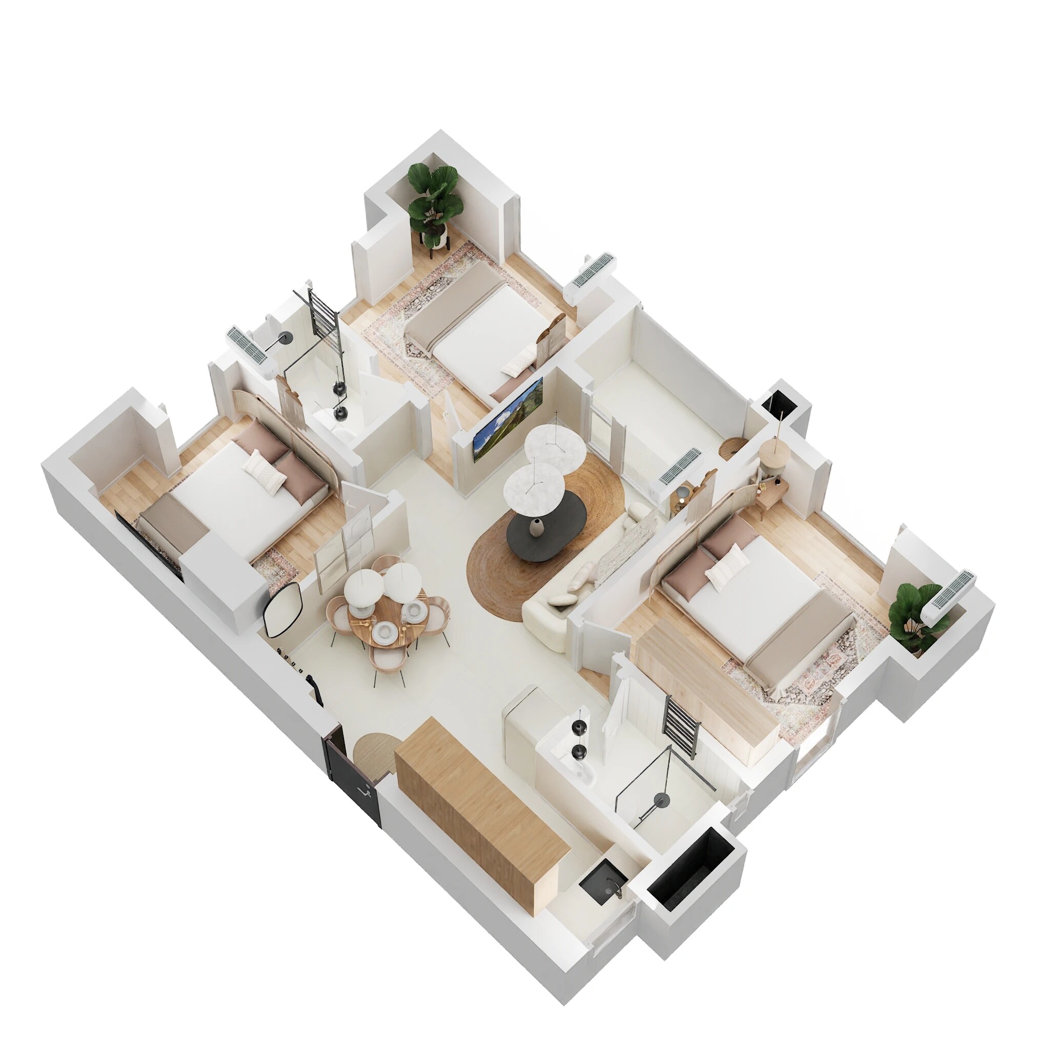 Floor plan of 3 BHK 964 Sq. Ft. Apartment in Neelkanth Chitrakut Greenville, Kolkata