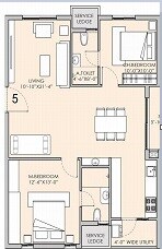 Floor plan of 2 BHK 870 Sq. Ft. Apartment in Pratima Sunshine, Kolkata