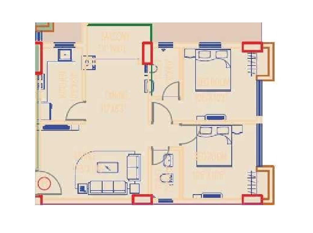 Floor plan of 2 BHK 938 Sq. Ft. Apartment in Primarc Shrachi Aangan, Kolkata