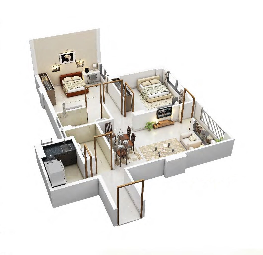 2 BHK 860 Sq. Ft. Apartment