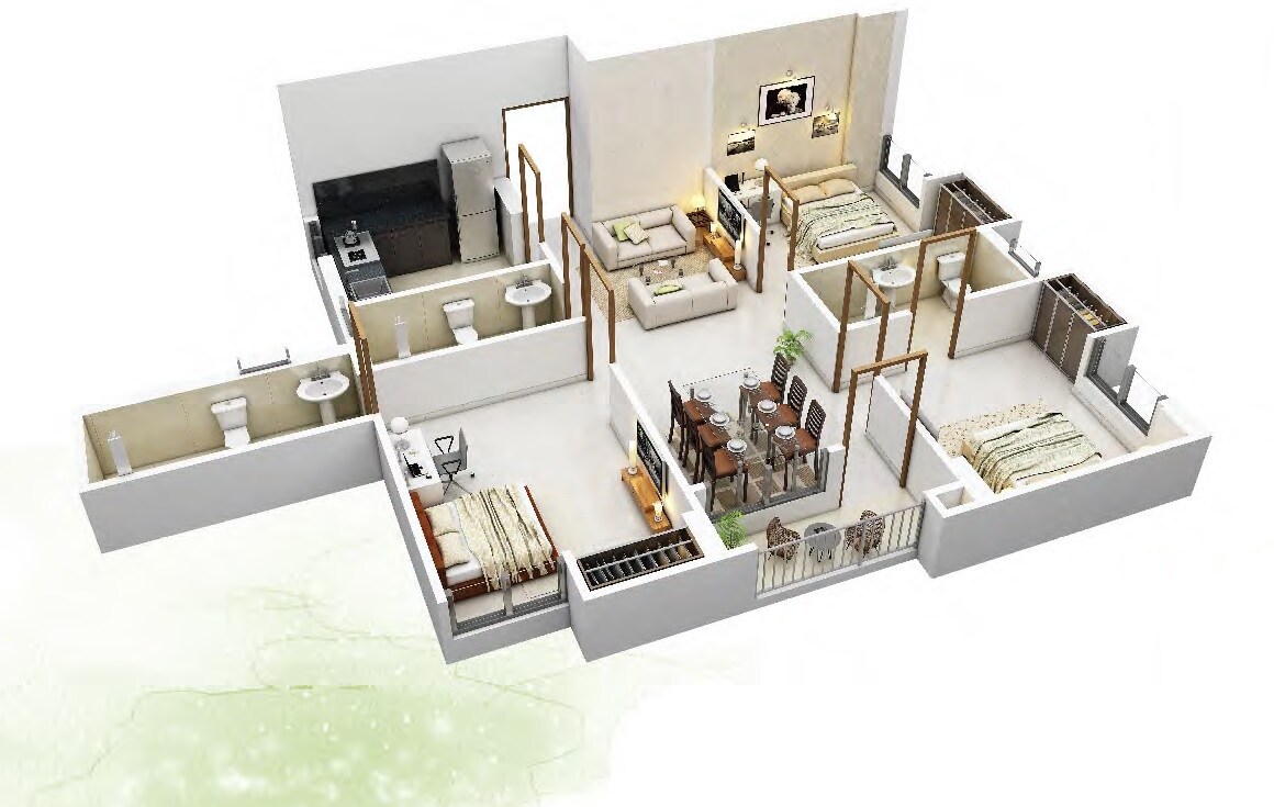 3 BHK 1029 Sq. Ft. Apartment