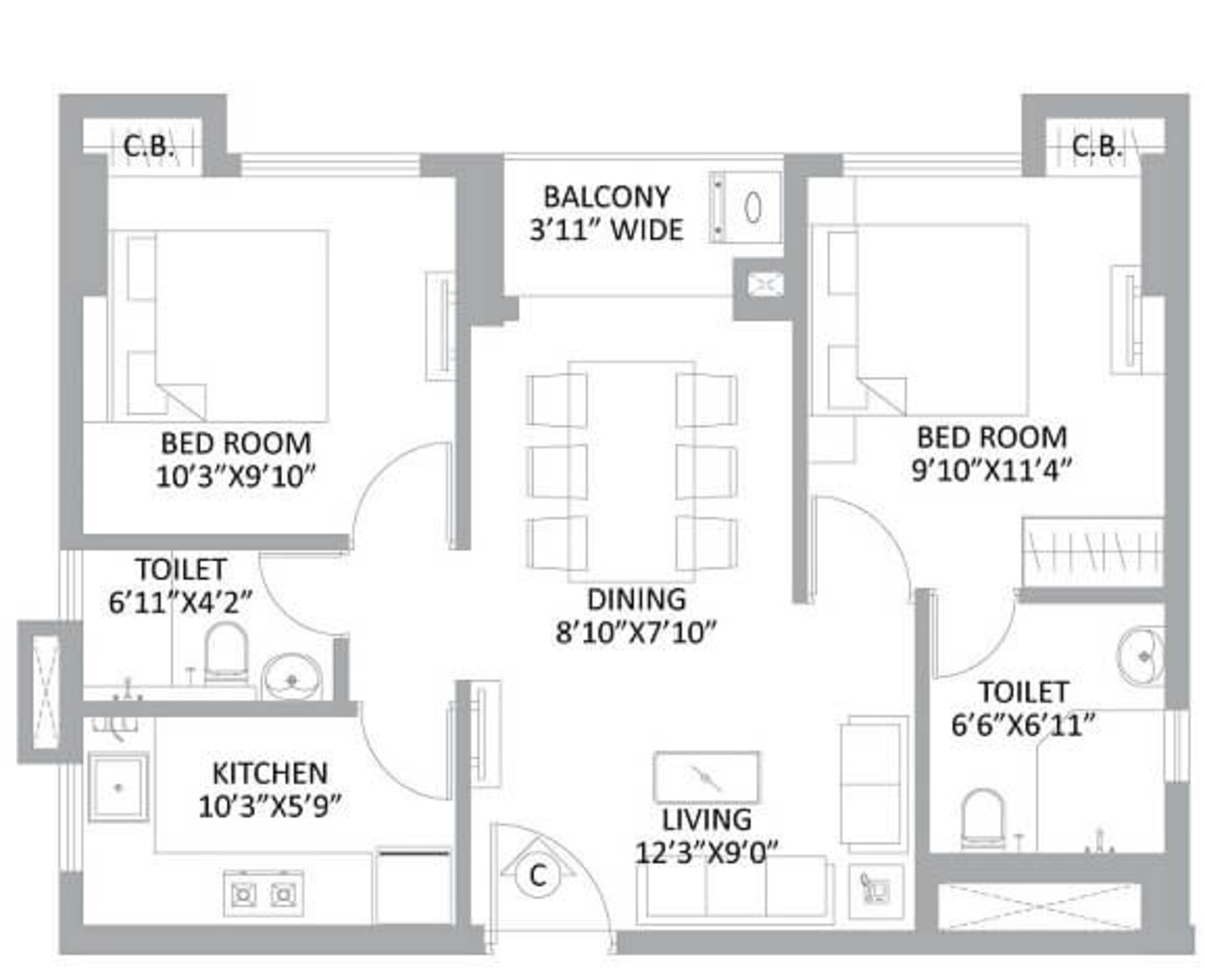 ps amistad apartment 2bhk 900sqft 1