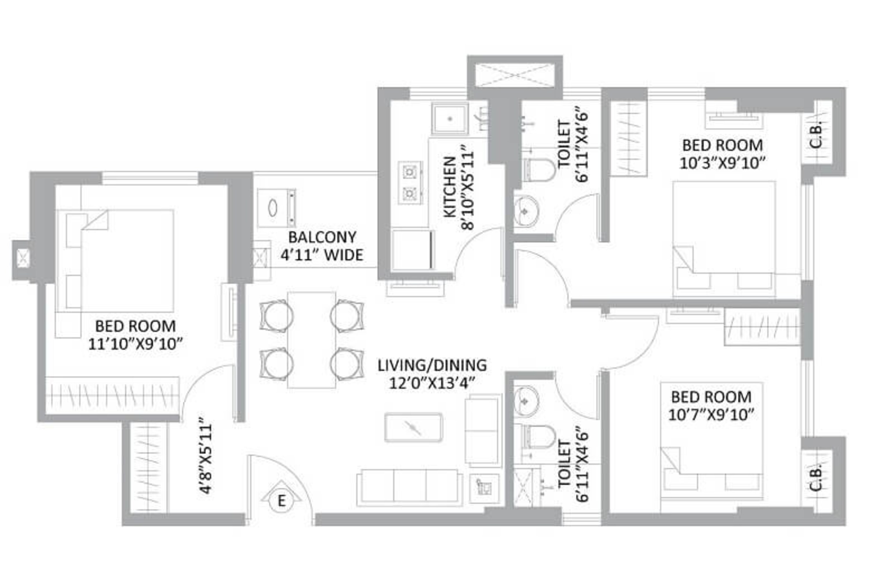 ps amistad apartment 3bhk 1054sqft 1