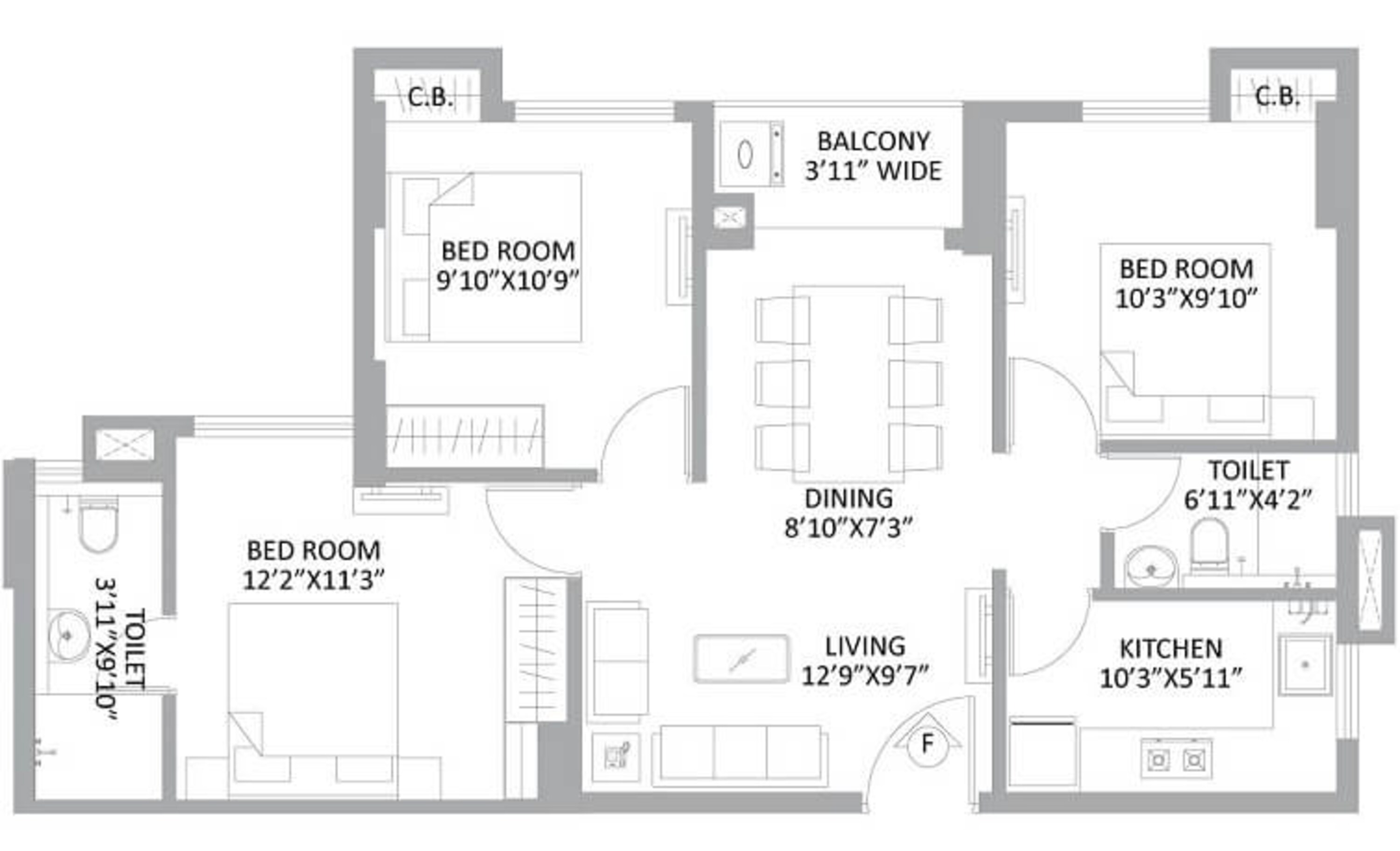 ps amistad apartment 3bhk 1074sqft 1
