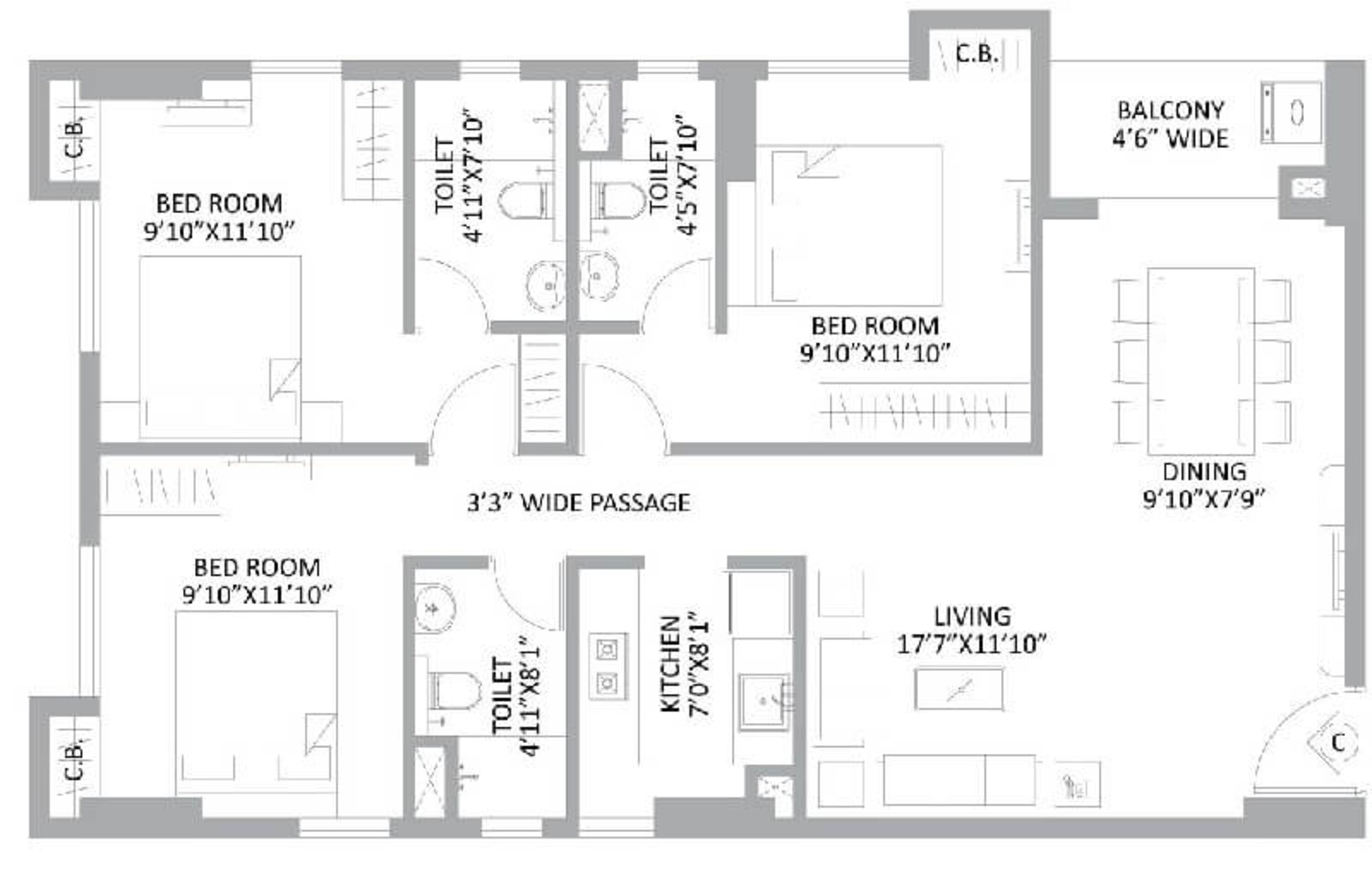 ps amistad apartment 3bhk 1409sqft 1