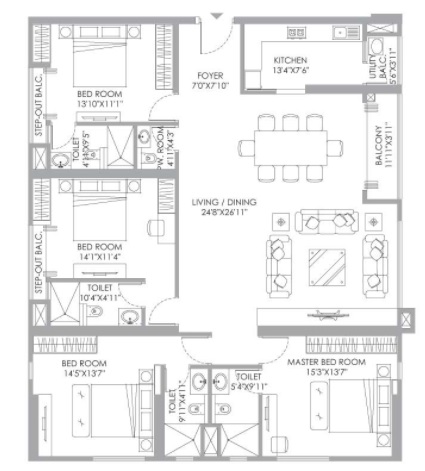 4 BHK 2084 Sq. Ft. Apartment in PS Anassa