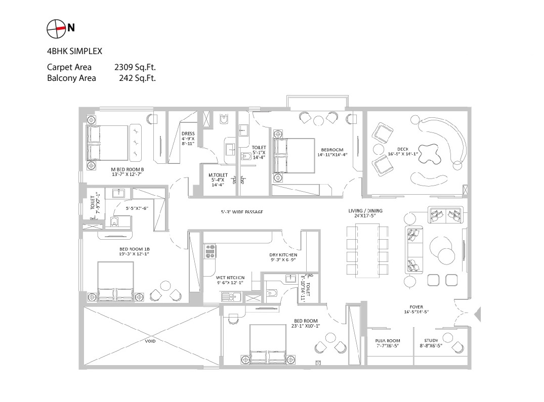 4 BHK 2551 Sq. Ft. Apartment in PS Antares