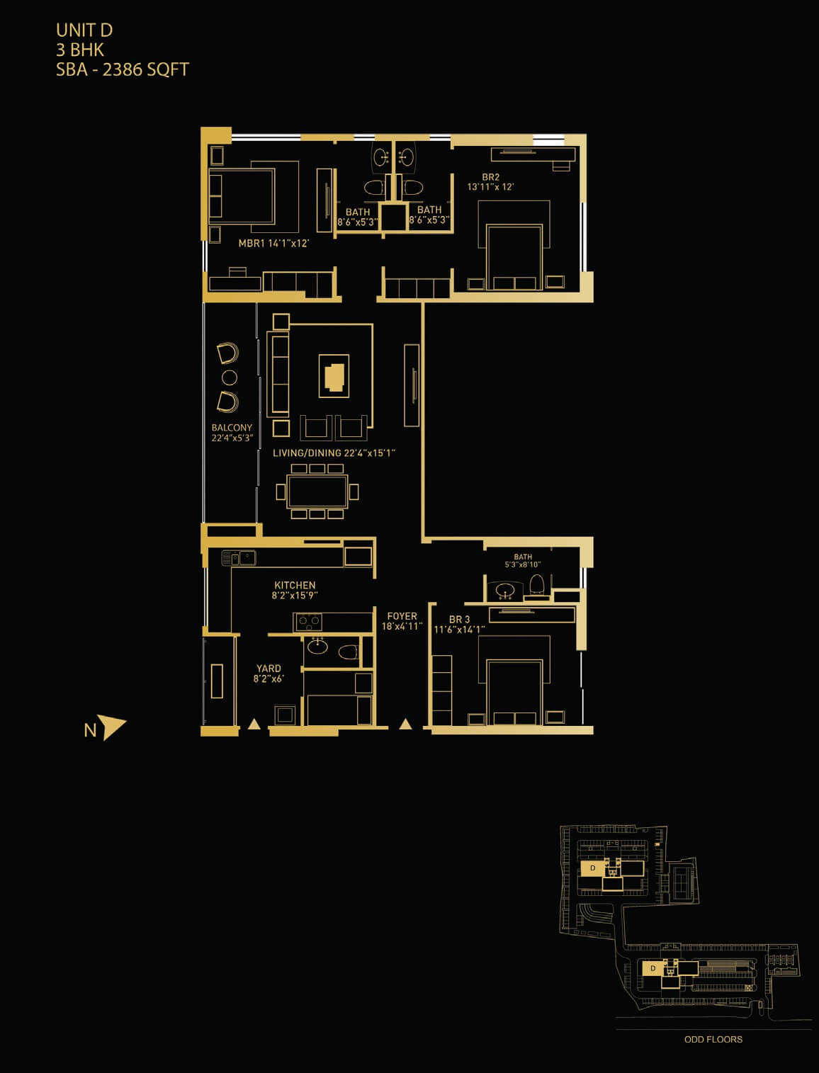 3 BHK 2386 Sq. Ft. Apartment