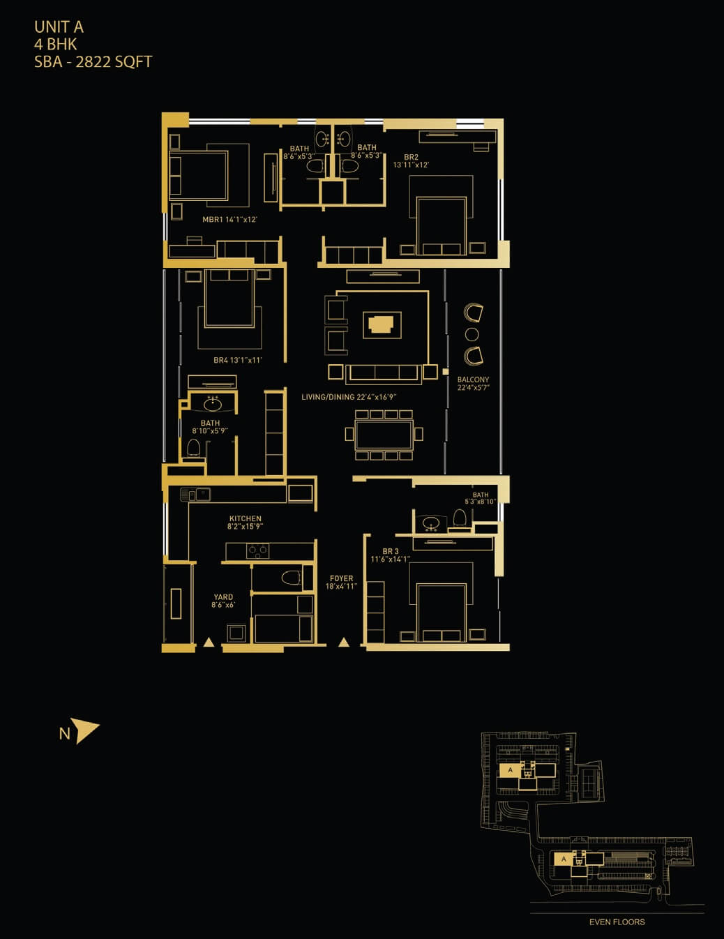 4 BHK 2822 Sq. Ft. Apartment