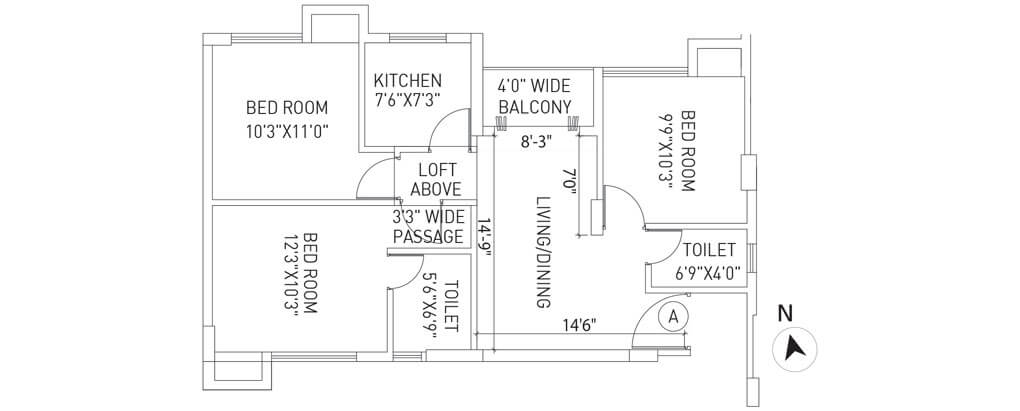 3 BHK 1106 Sq. Ft. Apartment