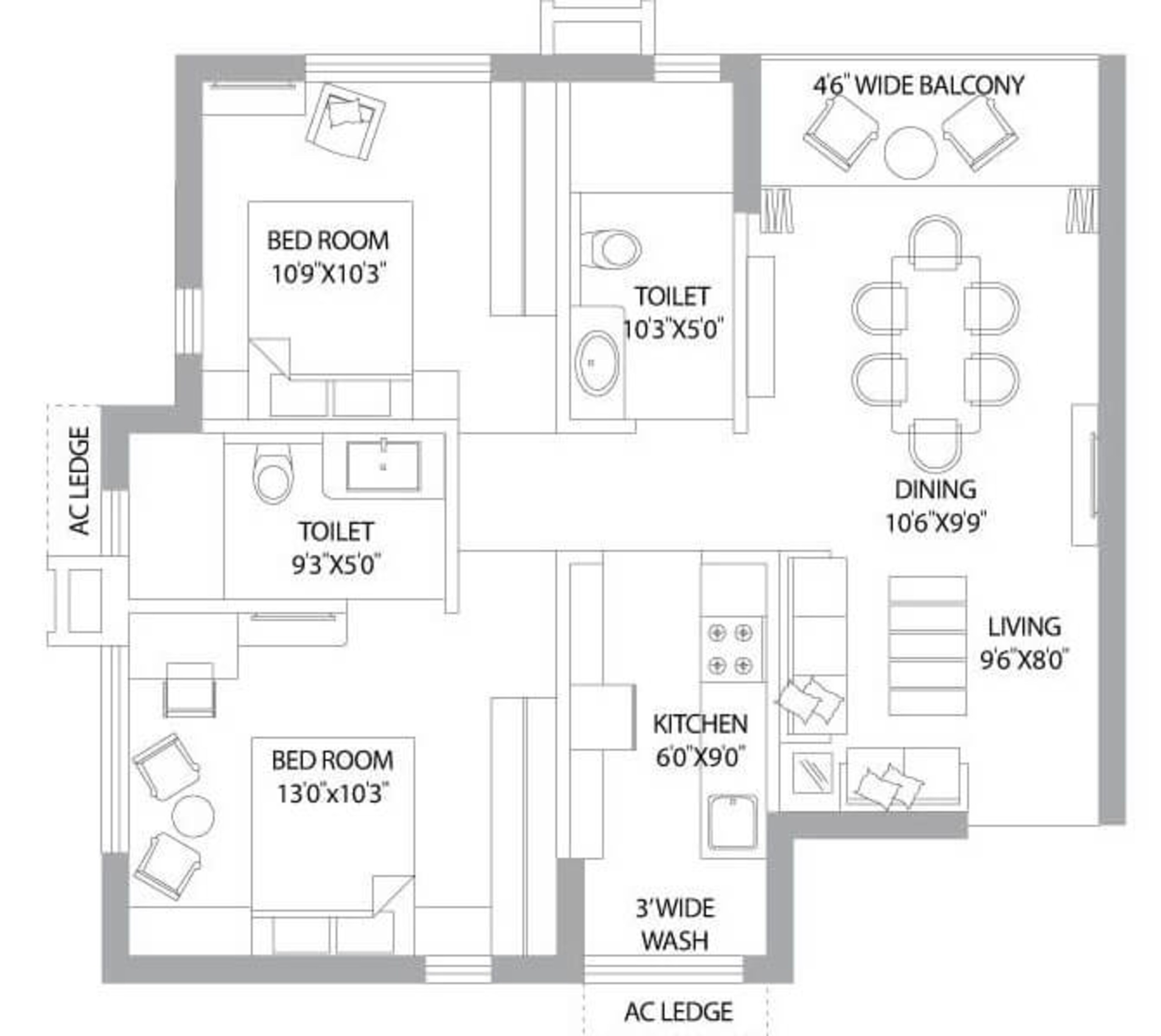 ps panache apartment 2bhk 1032sqft 1