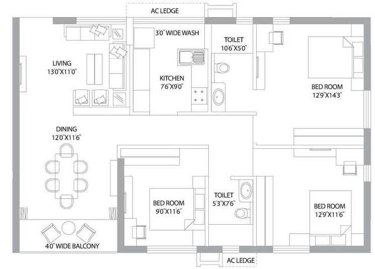 Other, ps-panache 3 Bedroom 1550 Sq.Ft. Apartment In Salt Lake City Kolkata 8917222