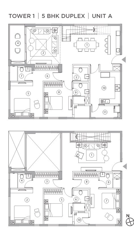 Floor plan of 5 BHK 2454 Sq. Ft. Apartment in PS Vinayak Navyom Phase I, Kolkata