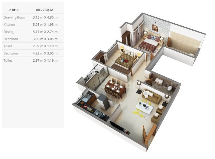 purti star apartment 2bhk 955sqft 1