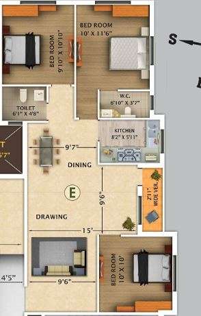 rajwada nirvana apartment 3bhk 1180sqft