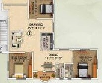 Floor plan of 3 BHK 1665 Sq. Ft. Apartment in Rajwada Estate Phase 2, Kolkata