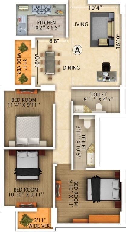  3 BHK Apartment at Rajwada Royal Gardens, Narendrapur – for Sale