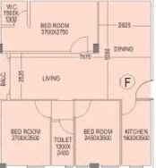 Floor plan of 3 BHK 1227 Sq. Ft. Apartment in RDB Regent Pearl, Kolkata