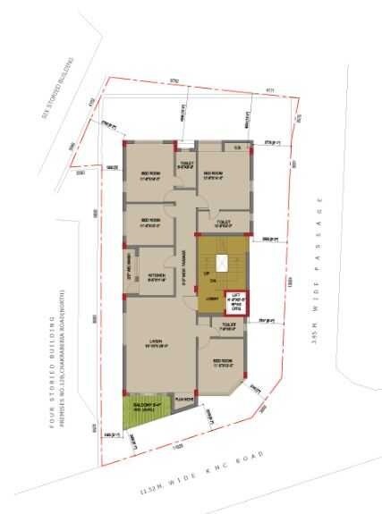 Floor plan of 4 BHK 2000 Sq. Ft. Apartment in RDB Regent Sapphire, Kolkata