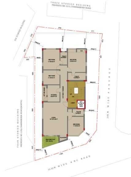 Floor plan of 4 BHK 2424 Sq. Ft. Apartment in RDB Regent Sapphire, Kolkata