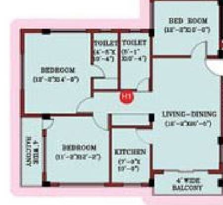 3 BHK 1642 Sq. Ft. Apartment