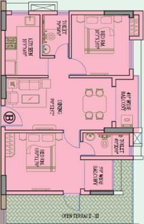 2 BHK 937 Sq. Ft. Apartment