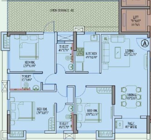 3 BHK 1380 Sq. Ft. Apartment