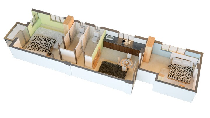 Floor plan of 2 BHK 739 Sq. Ft. Apartment in Realtech Alpana, Kolkata
