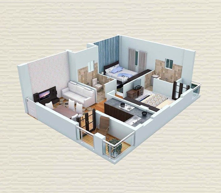 Floor plan of 2 BHK 862 Sq. Ft. Apartment in Realtech Curiocity Classic, Kolkata