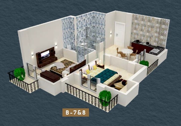 Floor plan of 2 BHK 792 Sq. Ft. Apartment in Realtech Nirman Rajokiya, Kolkata