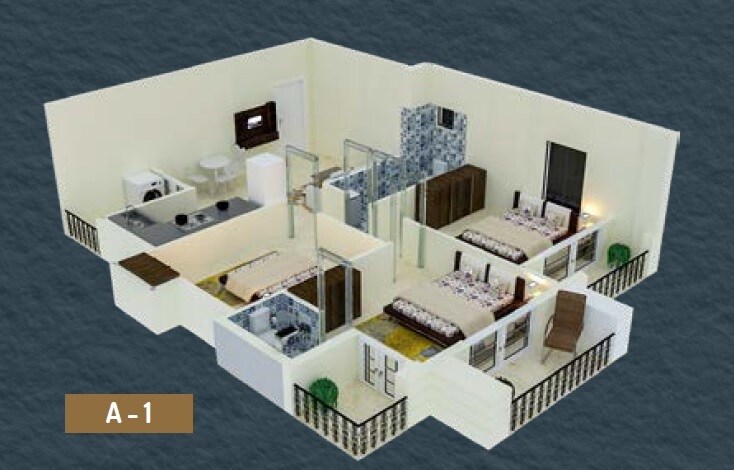 Floor plan of 3 BHK 1116 Sq. Ft. Apartment in Realtech Nirman Rajokiya, Kolkata