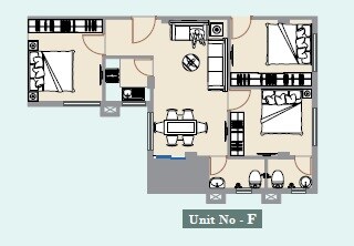 Floor plan of 2 BHK 780 Sq. Ft. Apartment in Realtech Teen Satti, Kolkata