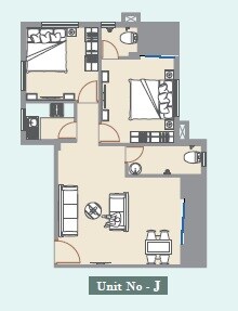 Floor plan of 3 BHK 1032 Sq. Ft. Apartment in Realtech Teen Satti, Kolkata