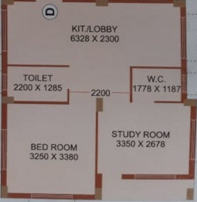 Floor plan of 2 BHK 769 Sq. Ft. Apartment in Rohra Tirath Spring, Kolkata