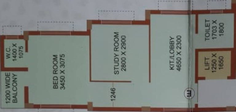 Floor plan of 2 BHK 878 Sq. Ft. Apartment in Rohra Tirath Spring, Kolkata