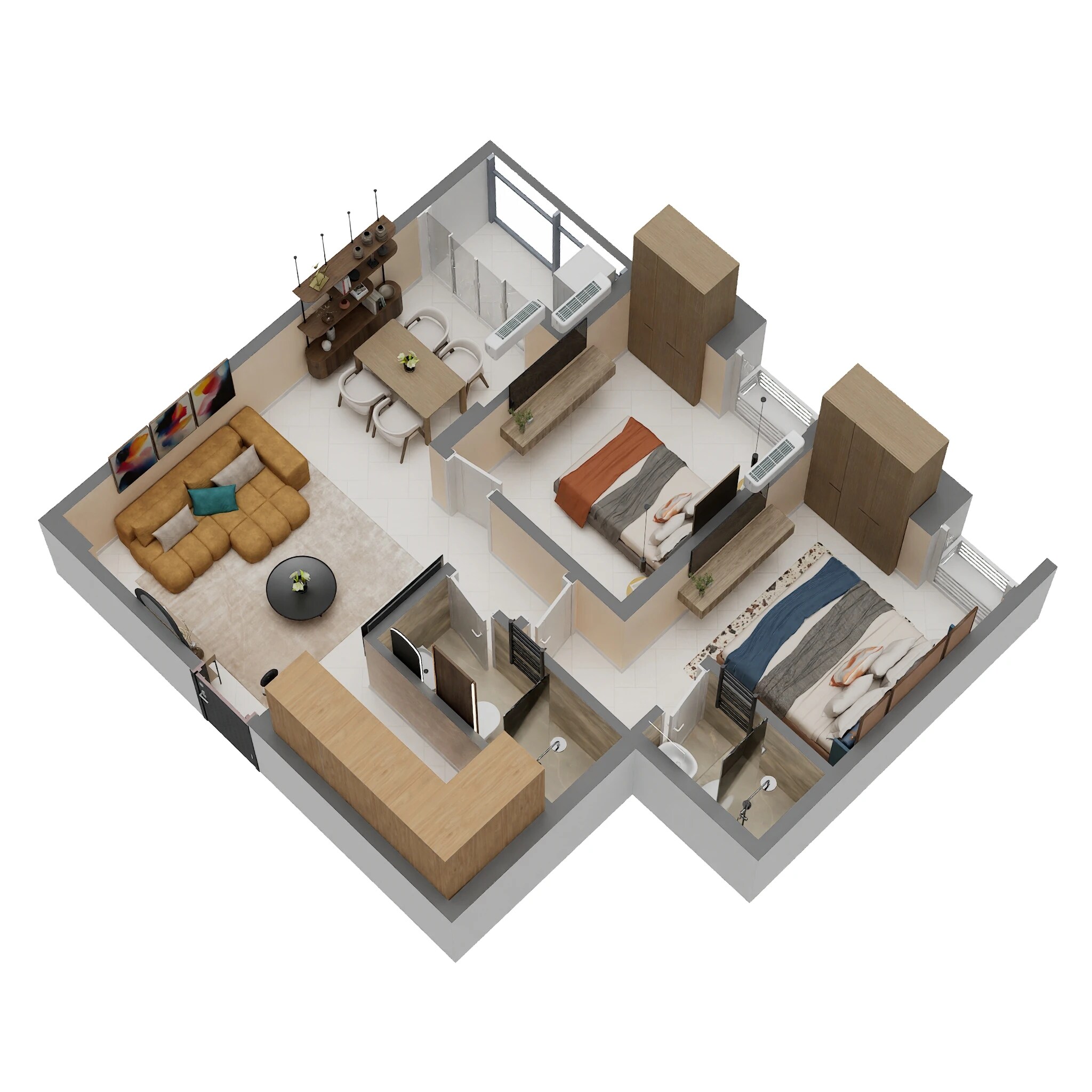 Floor plan of 2 BHK 458 Sq. Ft. Apartment in Rohra Tulip, Kolkata