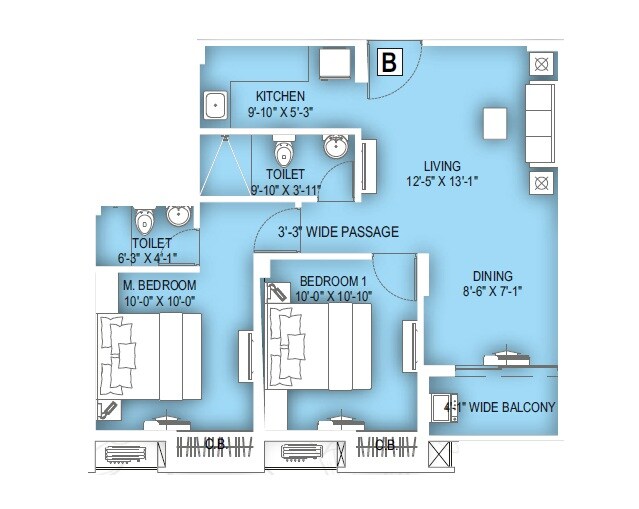 2 BHK 458 Sq. Ft. Apartment