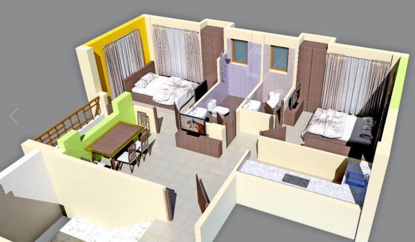 Floor plan of 2 BHK 730 Sq. Ft. Apartment in RRD Mitron, Kolkata