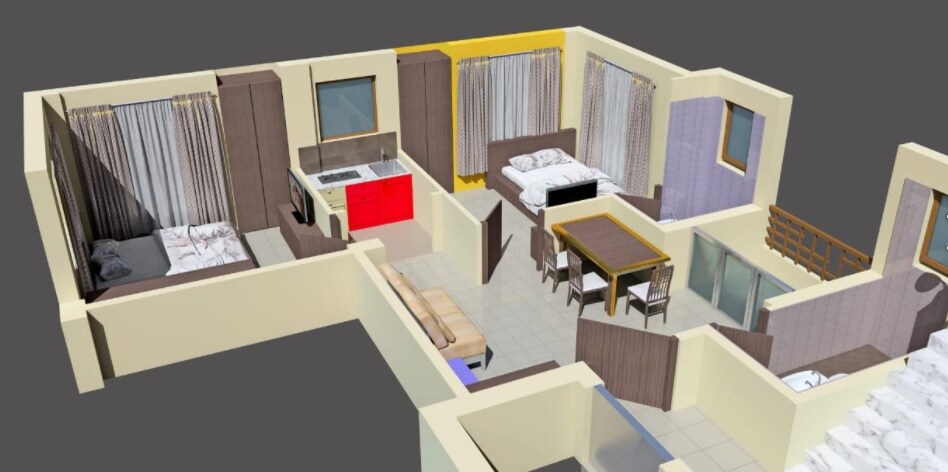 Floor plan of 2 BHK 739 Sq. Ft. Apartment in RRD Mitron, Kolkata