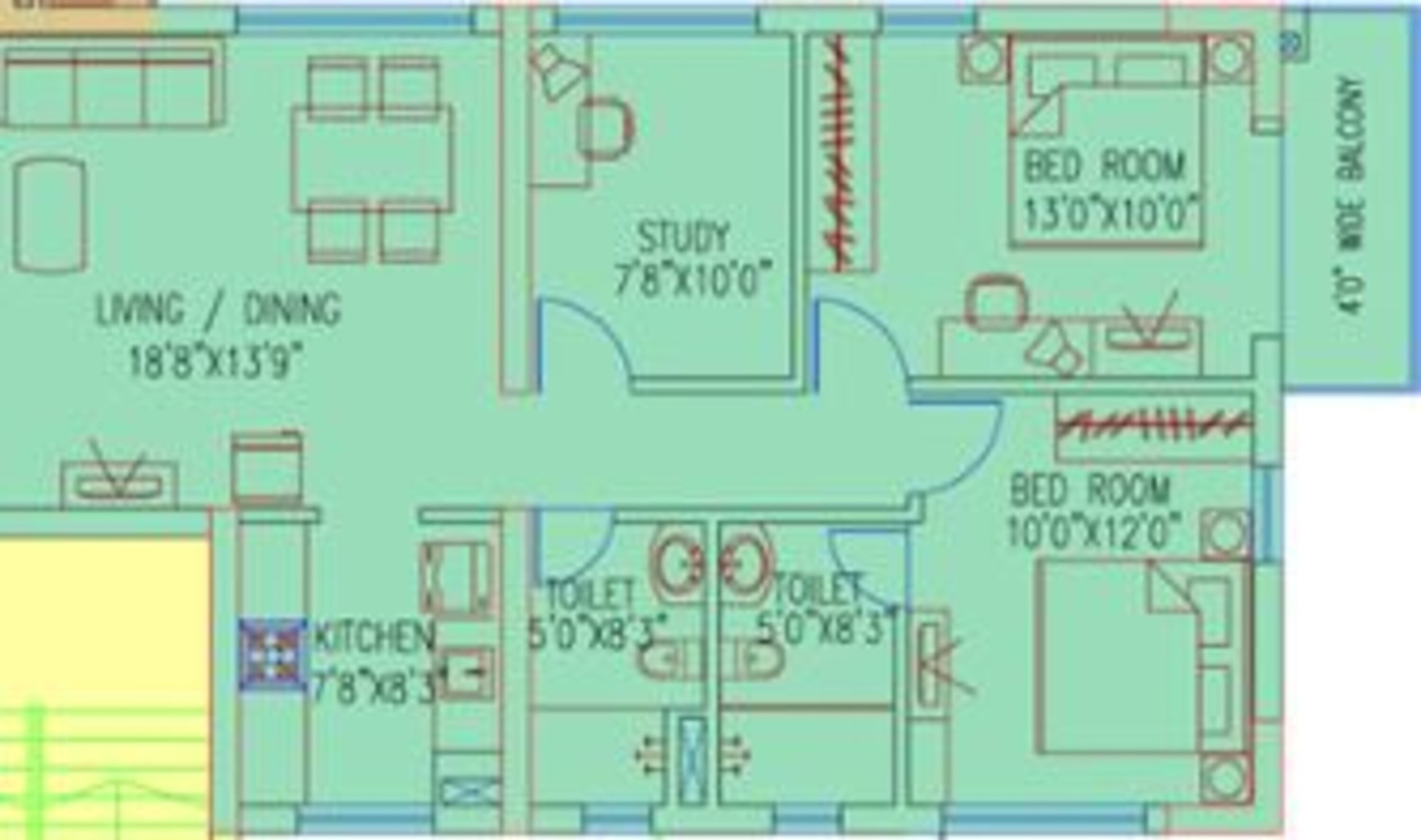 ruchi active acres apartment 3bhk 1273sqft