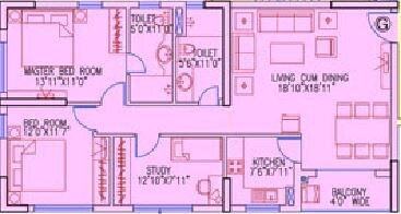 2 BHK 1671 Sq. Ft. Apartment