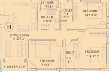  3 BHK Apartment at Ruchi Active Acres, Tangra – for Sale