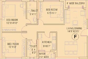  3 BHK Apartment at Ruchi Active Acres, Tangra – for Rent