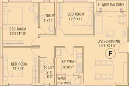 Other, ruchi-active-acres 3 Bedroom 1802 Sq.Ft. Apartment In Tangra Kolkata 8307602