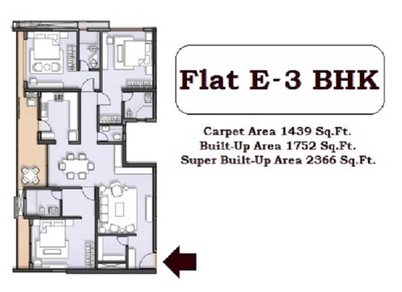 3 BHK 2366 Sq. Ft. Apartment in Ruchi One Victoria