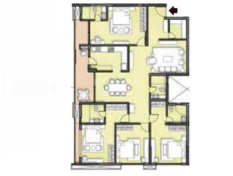Floor plan of 4 BHK 2917 Sq. Ft. Apartment in Ruchi One Victoria, Kolkata