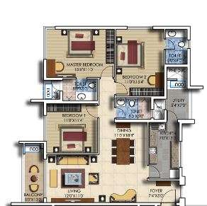 3 BHK 1881 Sq. Ft. Apartment in Salarpuria Luxuria Heights