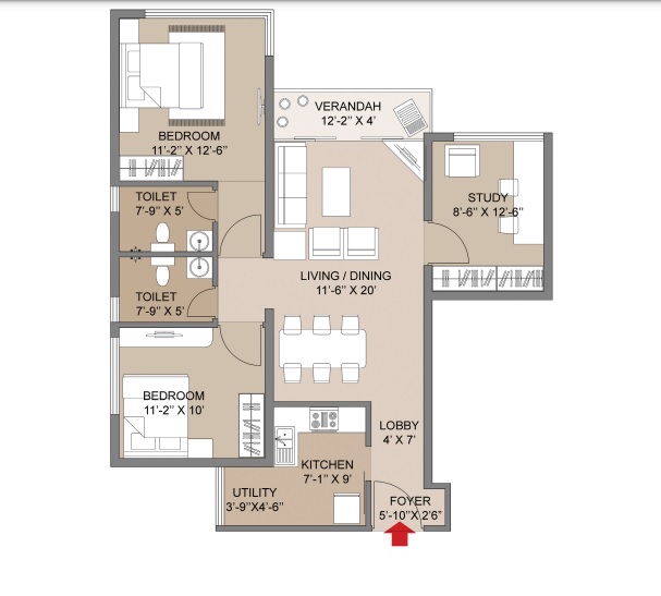 salarpuria silveroak estate apartment 2 bhk 1280sqft 20225411135456