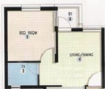 Floor plan of 1 BHK 425 Sq. Ft. Apartment in Shapoorji Pallonji Shukho Brishti, Kolkata
